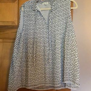 Black and White Polka Dot Sleeveless Blouse SzXL